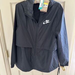 NIKE (MOVE TO ZERO) BLACK RAIN JACKET WITH HOOD-S/P-NWT